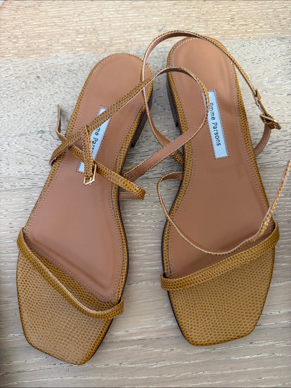 Emme Parsons Tan Textured Strappy Sandals 38